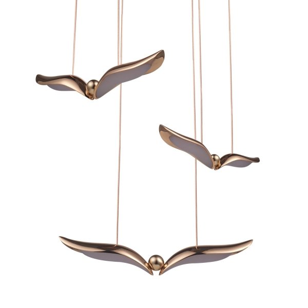 Designerska lampa wisząca GUFO 3 LED róźowe złoto 36 cm Step Into Design ST-DL8506
