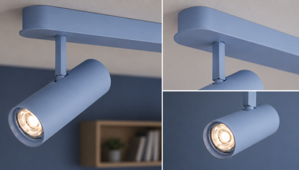 Lampa sufitowa liniowa z 3 reflektorami regulowana niebieska minimalistyczna uniwersalna LINCA 6370 Argon