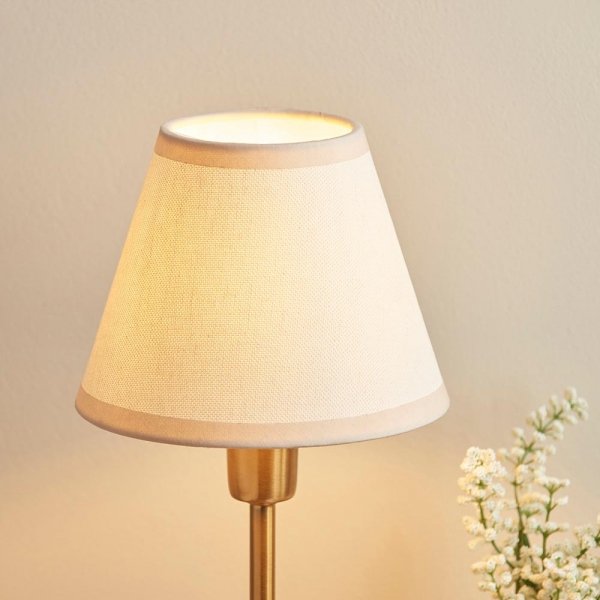 Klasyczna lampka stołowa nocna abażurowa mosiężna minimalistyczna uniwersalna Rise &amp; Ivy 120937 ENDON