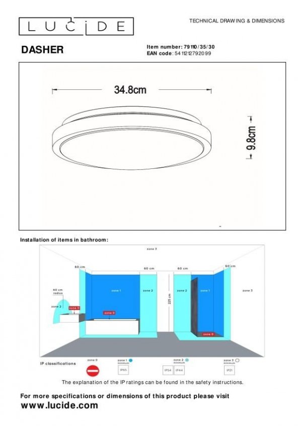 Minimalistyczny Nowoczesny Plafon Sufitowy LED DASHER 79110/35/30 LUCIDE
