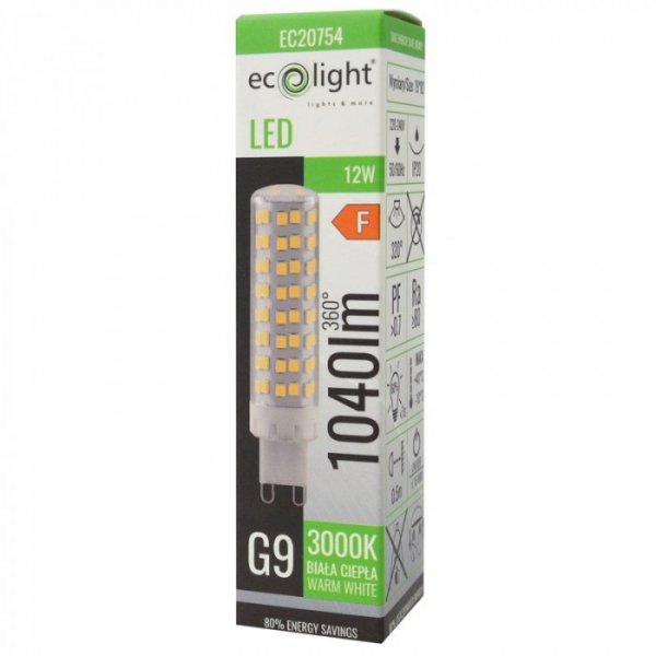 Żarówka LED Ecolight G9 12W 3000K 1040lm EC20754 barwa ciepła