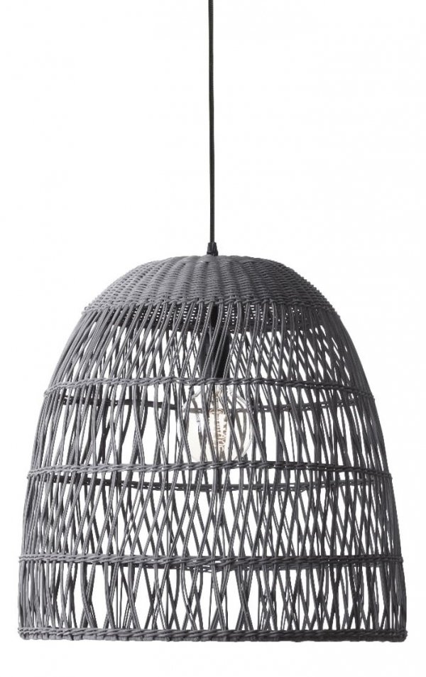 SZARA RATANOWA LAMPA WISZĄCA W STYLU BOCHO - LOFT 