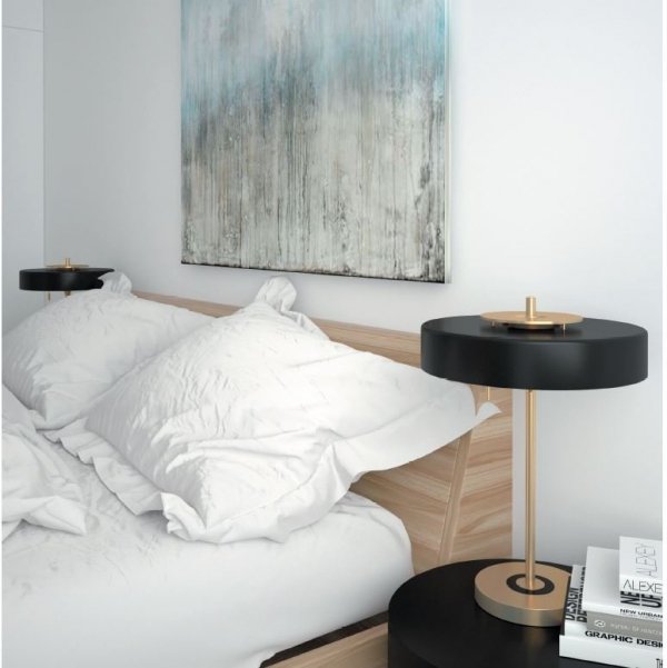 Czarna lampka stołowa nocna okrągła szklana minimalistyczna klasyczna nowoczesna uniwersalna ARTDECO MT8872 black Step Into Design