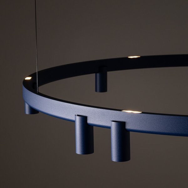 Geometryczna Lampa wisząca FOURTY ROUND LED XI Nowodvorski 12286 Nowoczesny żyrandol minimalistyczny Granatowa