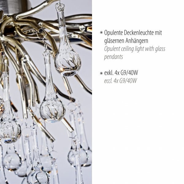 Lampa sufitowa ICICLE 8090-55 Paul Neuhaus | Srebrny Plafon Kryształowy G9 Zuma line