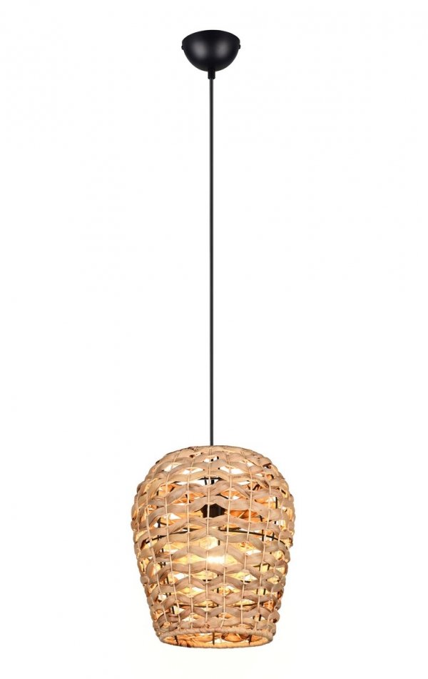 Lampa wisząca pleciona hiacynt wodny kolor naturalny owalna boho rystykalna industrialna minimalistyczna JEAN R36221036 Rl