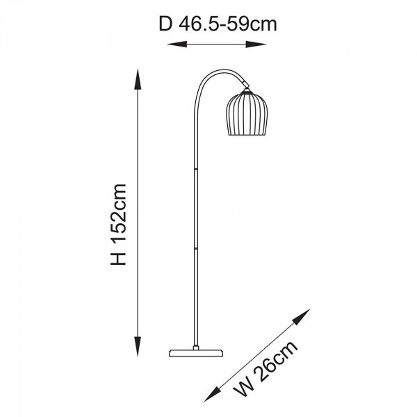 Lampa podłogowa stojąca mosiężna regulowany szklany klosz prążkowy salonowa sypialniana minimalistyczna Ashcroft 120621 ENDON