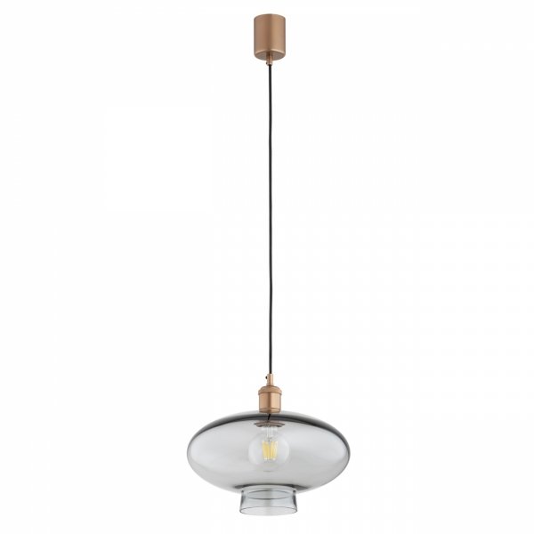 Szklana lampa wisząca TRESCO 8981 Argon Dymione Szkło Miedziane detale