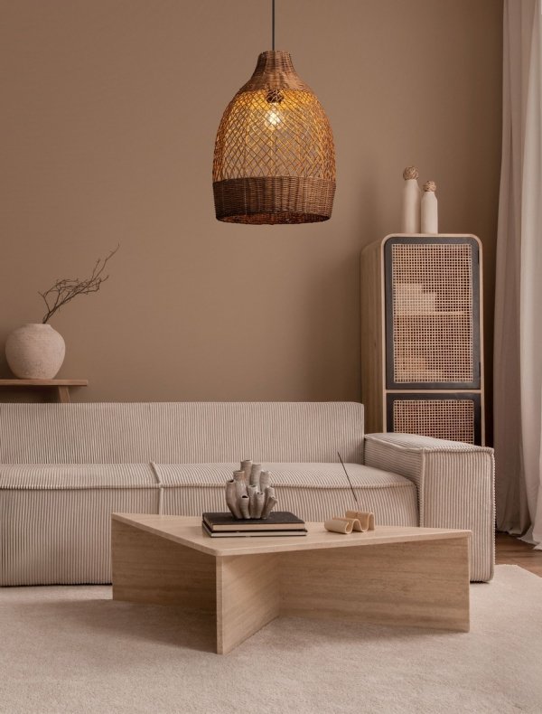 Lampa wisząca rattanowa boho rustykalna industrialna nad stół do salonu sypialni ściemnialna Luces Exclusivas
