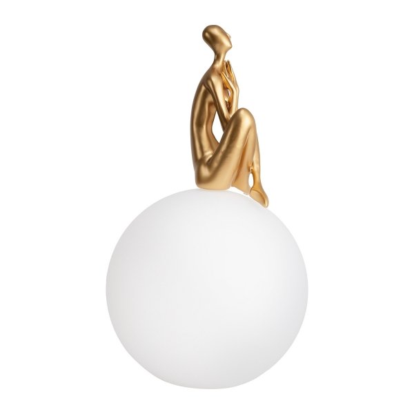 Designerska lampa stołowa dekoracyjna ozdobna kobieca sylwetka złota szklana kula WOMAN ST-6022-C gold Step Into Design