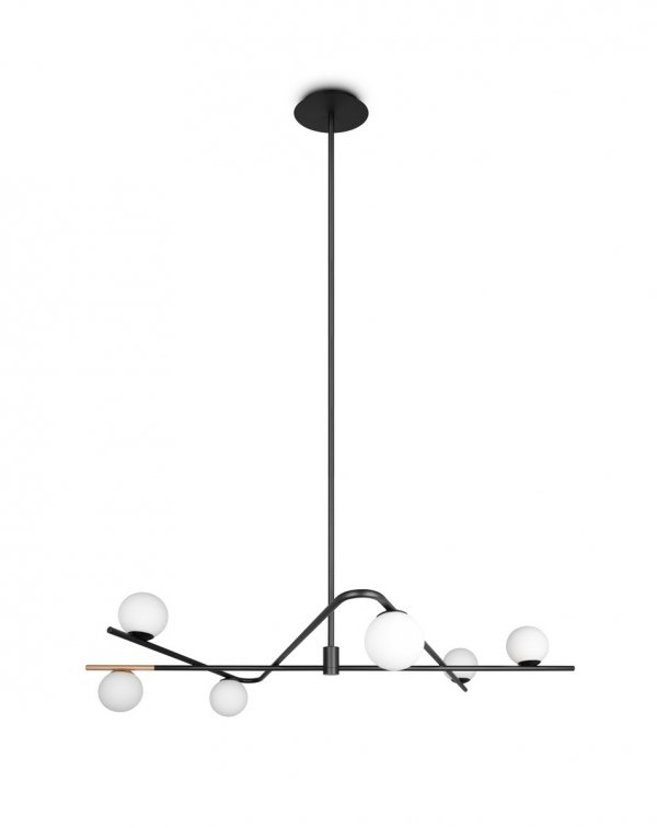 Lampa wisząca dekoracyjna czarno złota w nowoczesnym stylu szklane klosze kule FLAMING 368900680 TRIO SELECT