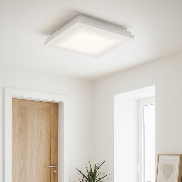 Lampa sufitowa plafon kwadratowy 42cm drewniany klasyczny nowoczesny minimalistyczny biały TABOR 1865 Argon