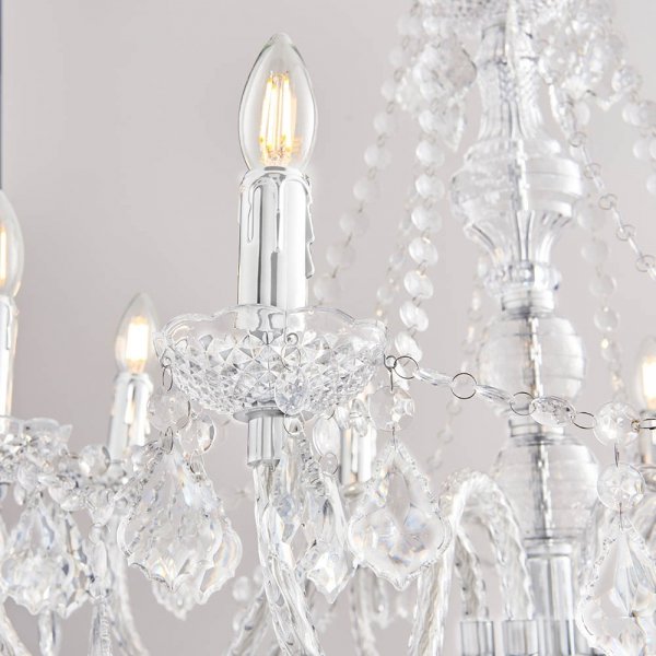 Żyrandol Świecznikowy Glamour Przezroczysty CLARENCE 8LT 308-8CL ENDON