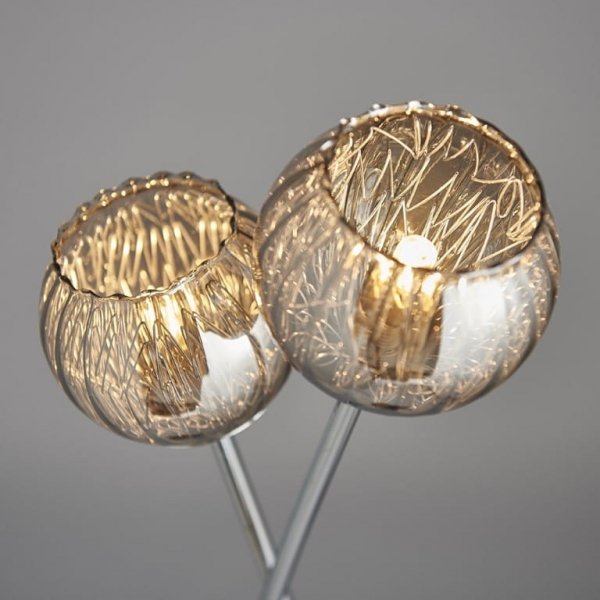 Designerska Lampa Stojąva Chrom Szklane Klosze AERITH 76123 ENDON