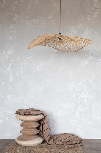 Rattanowy Klosz Do Lampy Wiszącej w Stylu Boho Naturalna CHAPEAU BAYU015N-L-75x20 BAZAR BIZAR