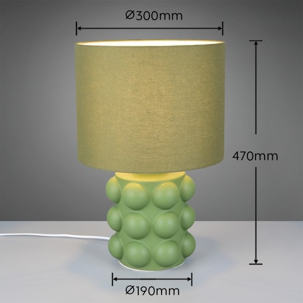 Lampka nocna stołowa ceramiczna podstawa tkaninowy abażur zielona nowoczesna designerska KATE R56481915 Rl