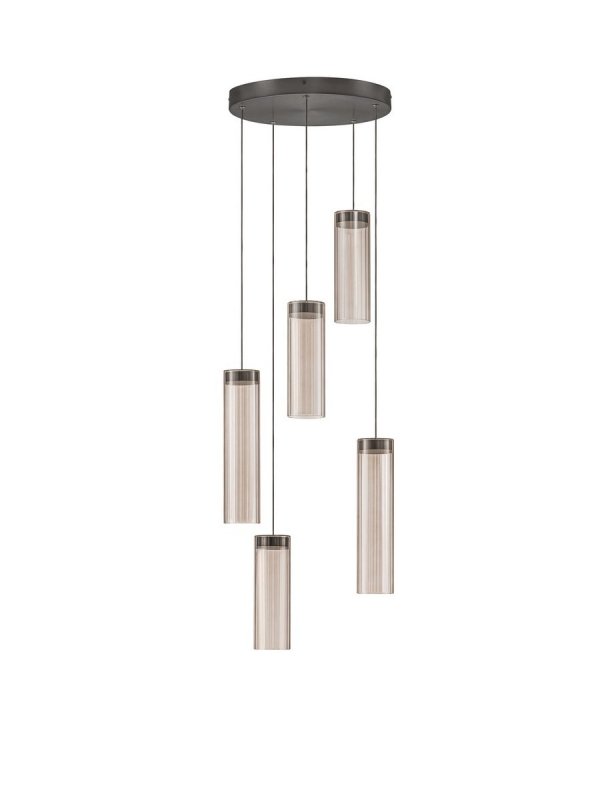Lampa wisząca wielopunktowa LED szklane tuby szara z wgłębieniami dekoracyjna klasyczna minimalistyczna Luces Exclusivas