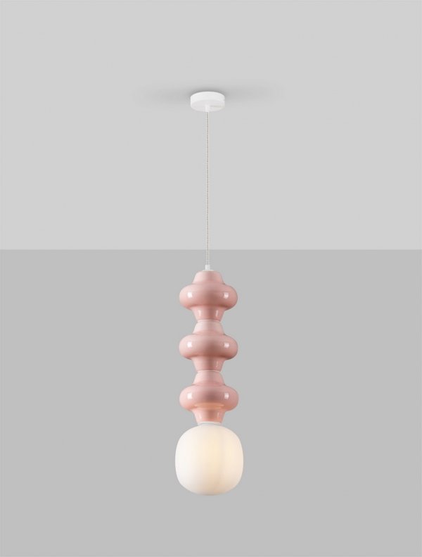 Designerska Lampa Wisząca z Ceramiki w Kolorze Różowym Luces Exclusivas VILROSA LE44568