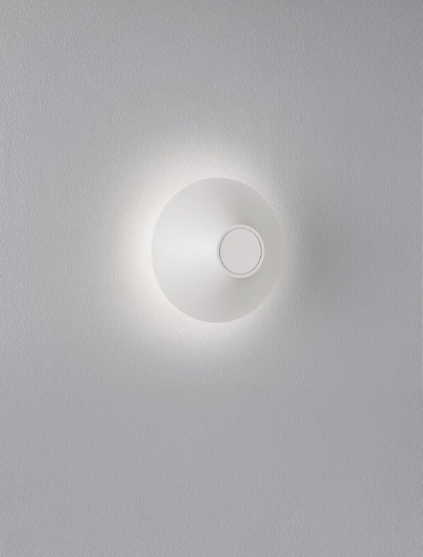 Minimalistyczny kinkiet zewnętrzny LED biały aluminiowy okrągły podświetlający elewację klasyczny nowoczesny IP54 QUERILO LE75186 Luces Exclusivas