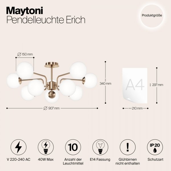 Nowoczesna Lampa Sufitowa ERICH MOD221PL-10G MAYTONI