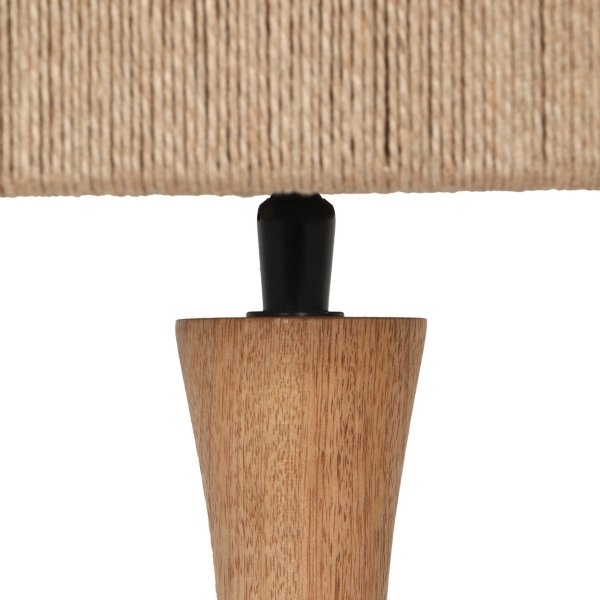 Nowoczesna lampa stołowa nocna drewniana abażur z juty kolor naturalny rystykalna boho industrialna TOBA 567200130 Trio