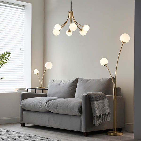 Nowoczesna Lampa Wisząca Mosiądz Kremowe Klosze Kule BLOOM 92217 ENDON