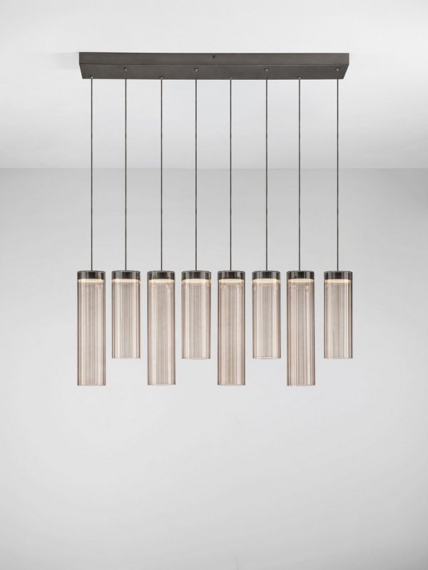 Lampa wisząca wielopunktowa LED szklane tuby szara z wgłębieniami dekoracyjna klasyczna minimalistyczna Luces Exclusivas