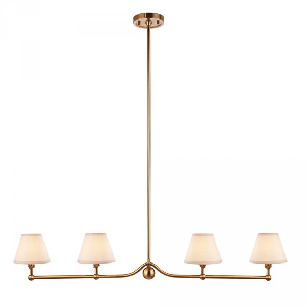 Klasyczna lampa wisząca czteropłomienna abażurowa mosiężna minimalistyczna uniwersalna Santiago &amp; Ivy 115002 ENDON