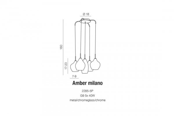 AZZARDO AMBER MILANO LAMPA WISZĄCA NOWOCZESNA 