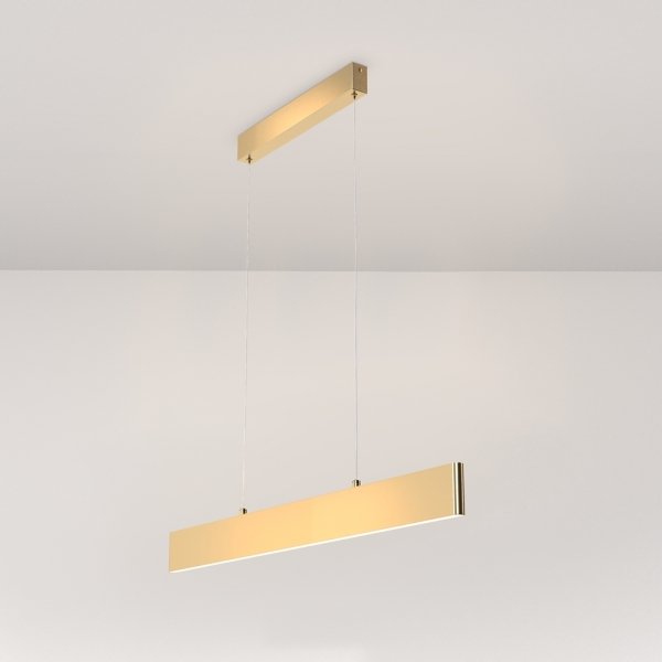 Minimalistyczna nowoczesna lampa wisząca LED listwa metalowa złota regulacja wysokości Step MAYTONI P010PL-L23G3K