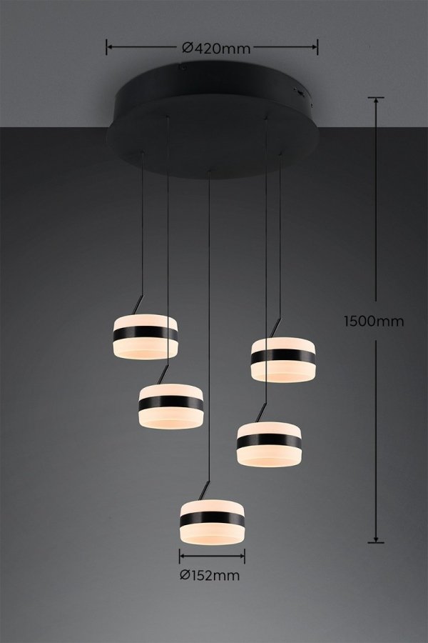 Lampa wisząca LED okrągła wielopunktowa designerska nowoczesna ściemnialna dekoracyjna DIOS 331430532 Trio