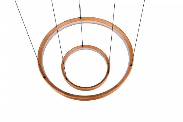 Lampa wisząca LED podwójny okrąg drewniana klasyczna nowoczesna ściemnialna LYNWOOD 355039130 Trio 