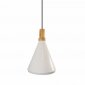 Lampa wisząca ozdobna biała industrialna skandynawska minimalistyczna drewniany element stożkowy klosz 25cm NORDIC WOODY ST-5097c Step Into Design 