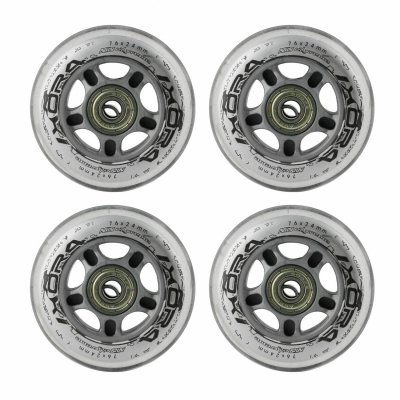 4 kółka Nils 76x24 82A (clear) + łożyska ABEC-7
