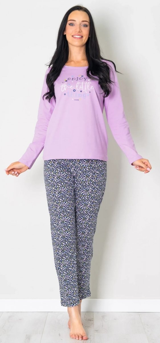 MUZZY Piżama damska jasna jagoda Kwiatuszki  R: