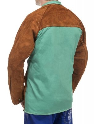 WELDAS-Lava Brown™ skórzana kurtka spawalnicza z dwoiny bydlęcej z plecami z trudnopalnej bawełny 44-7300/P M