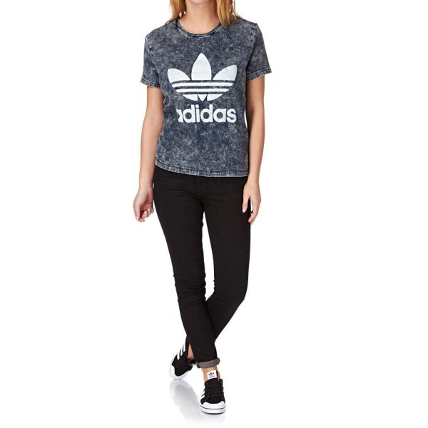 Adidas Originals Denim Tee Bequem Sport T-Shirt In Grau für Damen