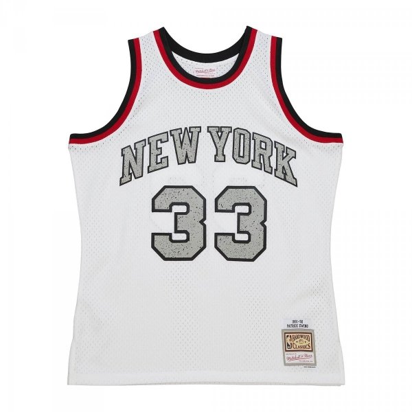 Mitchell &amp; Ness koszulka męska NBA Cracked Cement Swingman Jersey Knicks 1991 Patrick Ewing TFSM5934-NYK91PEWWHIT