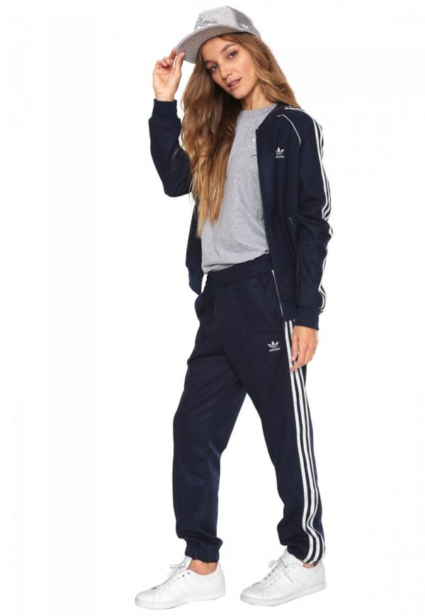 Adidas Originals Spodnie damskie granatowe Regular TP Cuf DH3121