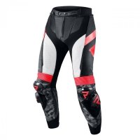 SPODNIE SKÓRZANE REBELHORN REBEL BLACK/WHITE/FLO RED 58 