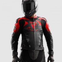 KURTKA SKÓRZANA REBELHORN INFERNO BLACK/FLUO RED 56 
