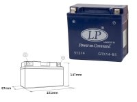 LANDPORT AKUMULATOR ŻELOWY GTX14-4 (MG LTX14-4) 12V 12AH 152X88X147 BEZOBSŁUGOWY - ZALANY - ZASTĘPUJE GTX14BS L (4) 