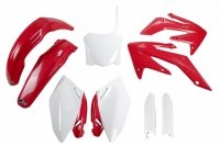 UFO KOMPLET PLASTIKÓW (FULL KIT) Z OSŁONAMI TELESKOPÓW (AMORTYZATORÓW) HONDA CRF 250R 08-09 KOLOR OEM 08 (CZERWONY/BIAŁY) (HO112 