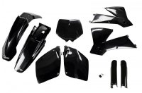 UFO KOMPLET PLASTIKÓW (FULL KIT) Z OSŁONAMI TELESKOPÓW (AMORTYZATORÓW) KTM SX-SXF 01-02 KOLOR CZARNY 