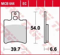 TRW ZF KLOCKI HAMULCOWE KH193 ORGANIC APRILIA RS 50 95-98, SR 50 93-04, YAMAHA YA/YM 50 95-98, YQ 50 AEROX 96-12, BWS 100 99-, P 