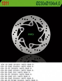 NG TARCZA HAMULCOWA TYŁ KTM DUKE 125/200/390 11-20, RC 200/390 14-20 (230X140X4) (6X10,5) 