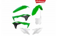 POLISPORT KOMPLET PLASTIKÓW KAWASAKI KX 250F '17-'20 W ZESTAWIE TABLICA PRZEDNIA KOLOR ZIELONO BIAŁY OEM 