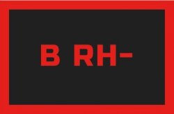 ODZNAKA NA RZEP REBELHORN GRUPA KRWI B RH- BLACK/RED 50X80MM
