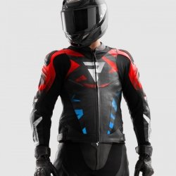 KURTKA SKÓRZANA REBELHORN INFERNO BLACK/BLUE/WHITE/RED 56