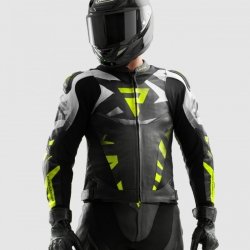 KURTKA SKÓRZANA REBELHORN INFERNO BLACK/WHITE/FLUO YELLOW 60